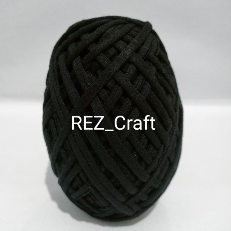 PAKET - Benang Spandex l Benang rajut kaos/ T-Yarn / Tali Kaos - Hitam Polos