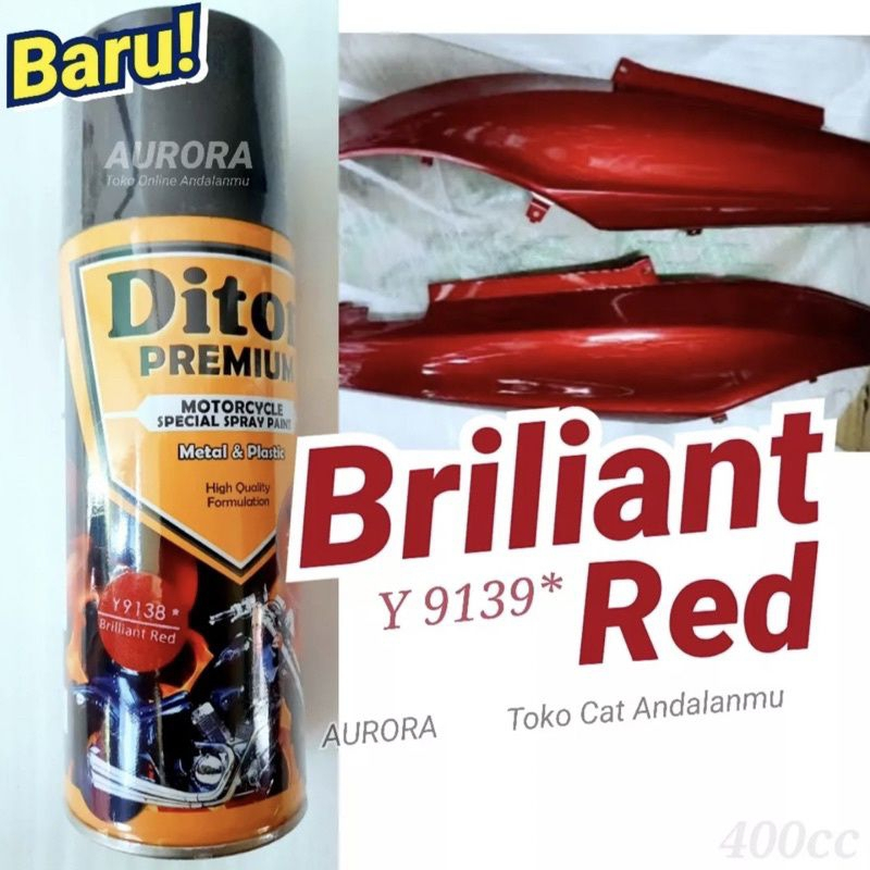 Pilok Diton Premium Brilliant Red 9139 Merah Metalik Yamaha 400ml | Y9139 Cat Semprot Sepeda Motor M