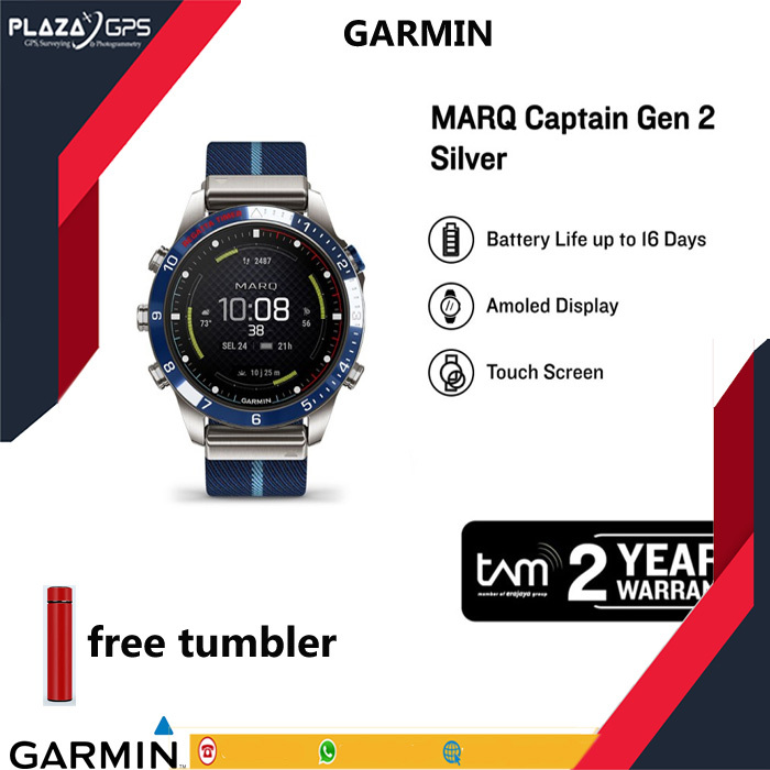Jam Tangan Pria Garmin MARQ Captain 010-02648-B4 Gen 2 Digital Dial Blue Dual Tone Nylon Strap