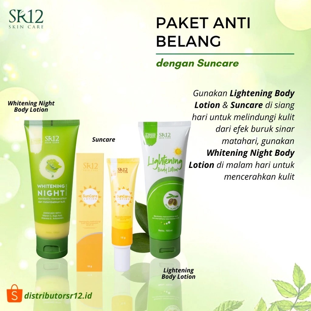 SunCare Lotion SR12, Lightening Body Lotion SR12, Whitening Night Body Lotion SR12