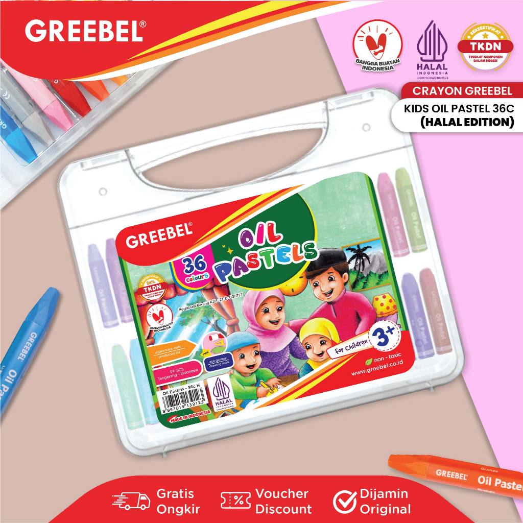 

GREEBEL Crayon Krayon 36 Warna / Crayon Kids Oil Pastel 36 Halal Edition / Crayon GREEBEL