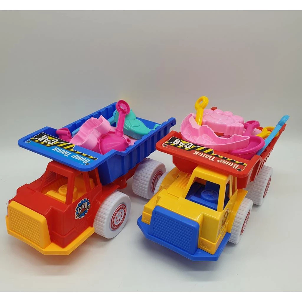 MAINAN ANAK MOBIL DUMP TRUCK PASIR PANTAI + CETAKAN + SEKOP [AK35] - MAINAN MOBIL TRUK KONSTRUKSI PA