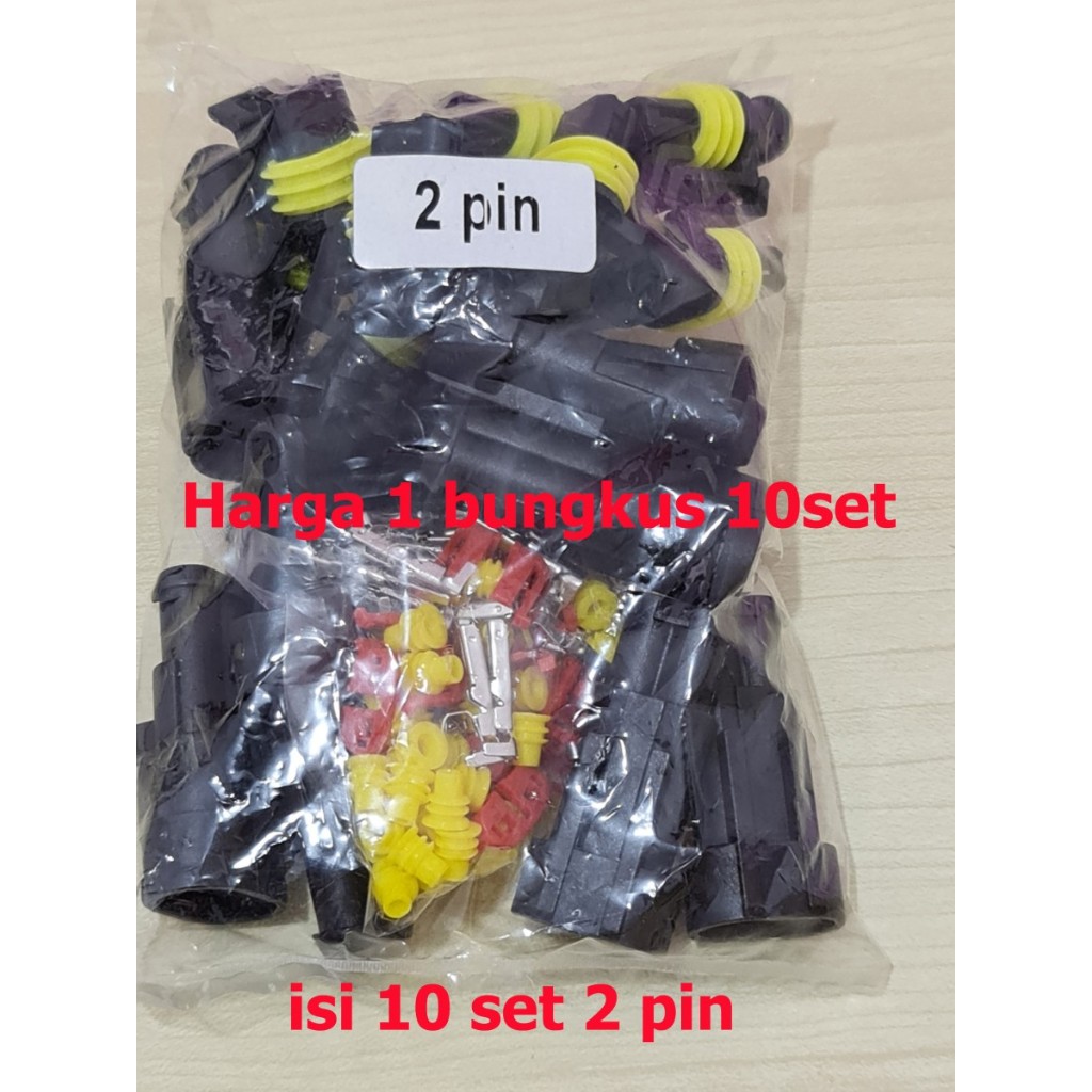 Soket 2 pin isi 10 set Konektor Kabel Anti Air Socket Waterproof 2Pin