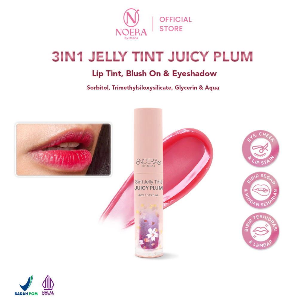 Noera 3 in 1 Jelly Tint Juicy Pulm | Lip Tint Jelly