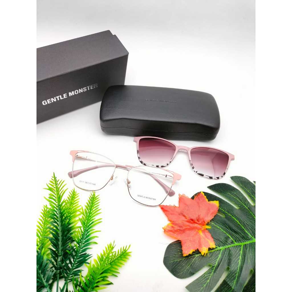 Ready Kacamata Sunglasses Clip On Gentle Monster 2217 Lensa Polarized Frame Pink Super Premium