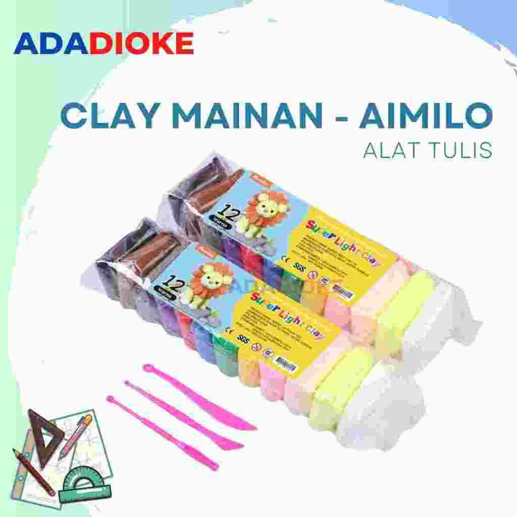Clay Mainan Anak Mainan Edukasi Clay Isi 12 pcs Aimilo Clay Mainan Clay Dough Colour
