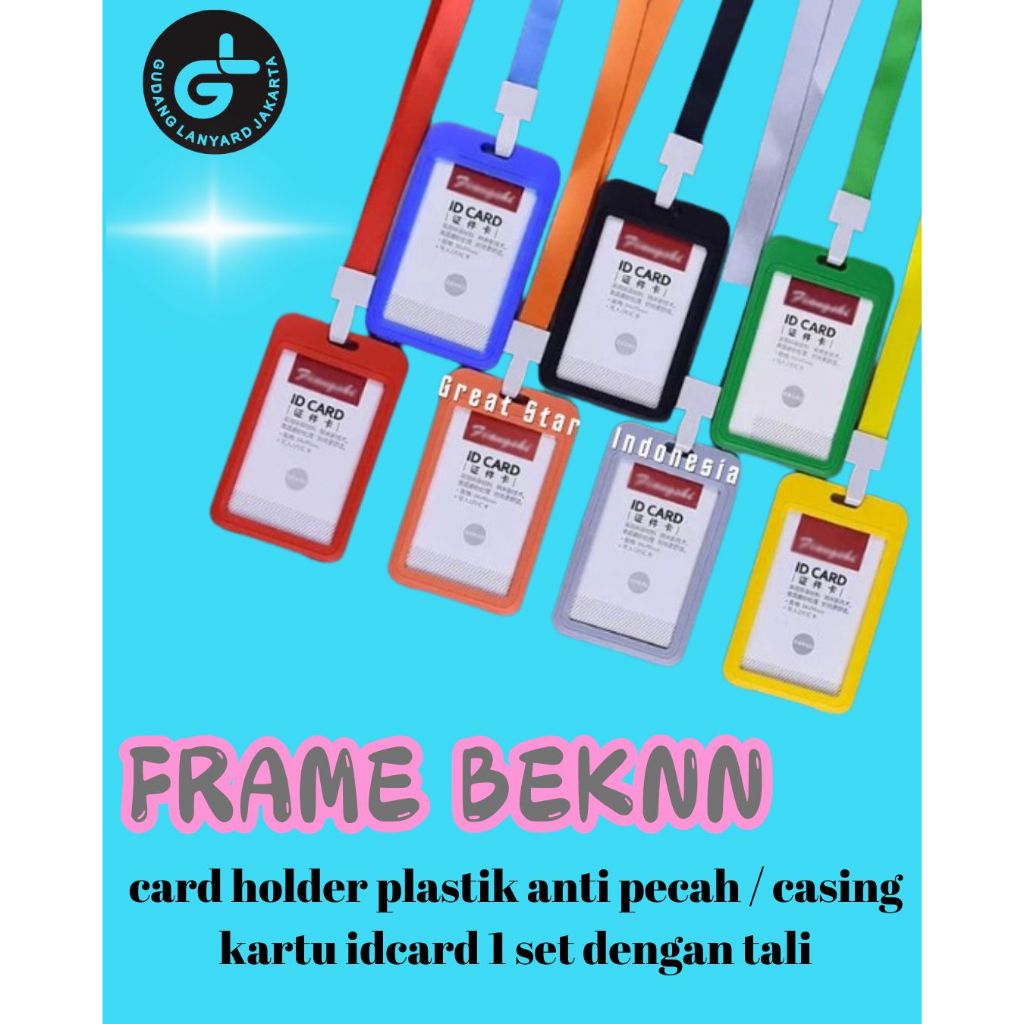 

BEKNN wadah id card isi 2 kartu card holder plastik anti pecah casing kartu idcard 1 set dengan tali