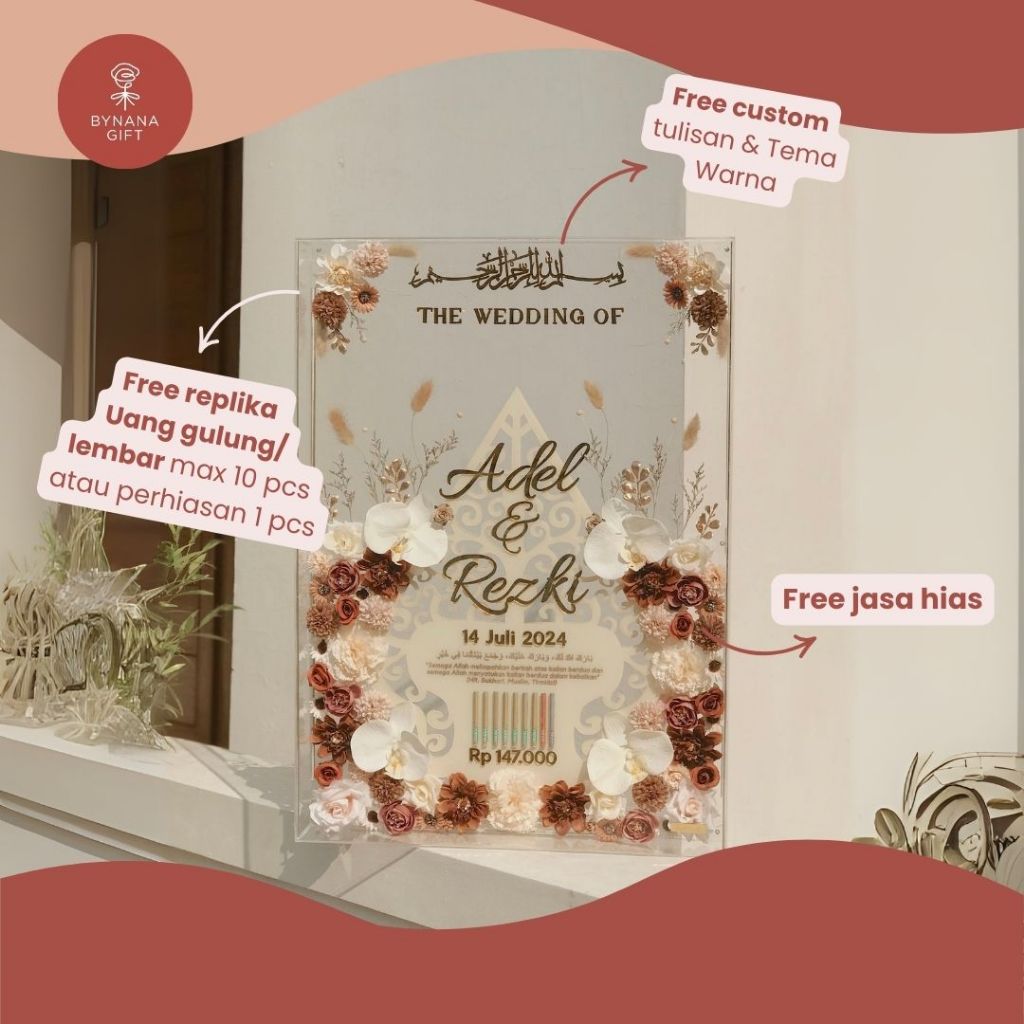 BYNANA.GIFT - Frame Mahar Gunungan Jawa Klasik - Frame Mahar Rustic - Mahar Akrilik Gunungan