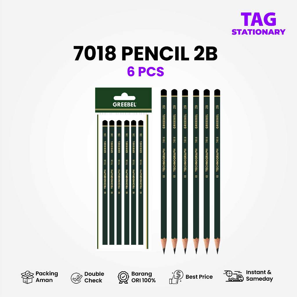 

GREEBEL Pensil Kayu 2B 7018 (6PCS/SET) Pensil Tulis Pensil Ujian Sekolah Pensil Gambar