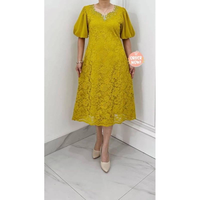 Dress Brokat Pesta Mewah Lengan Balon By Miss Nauli