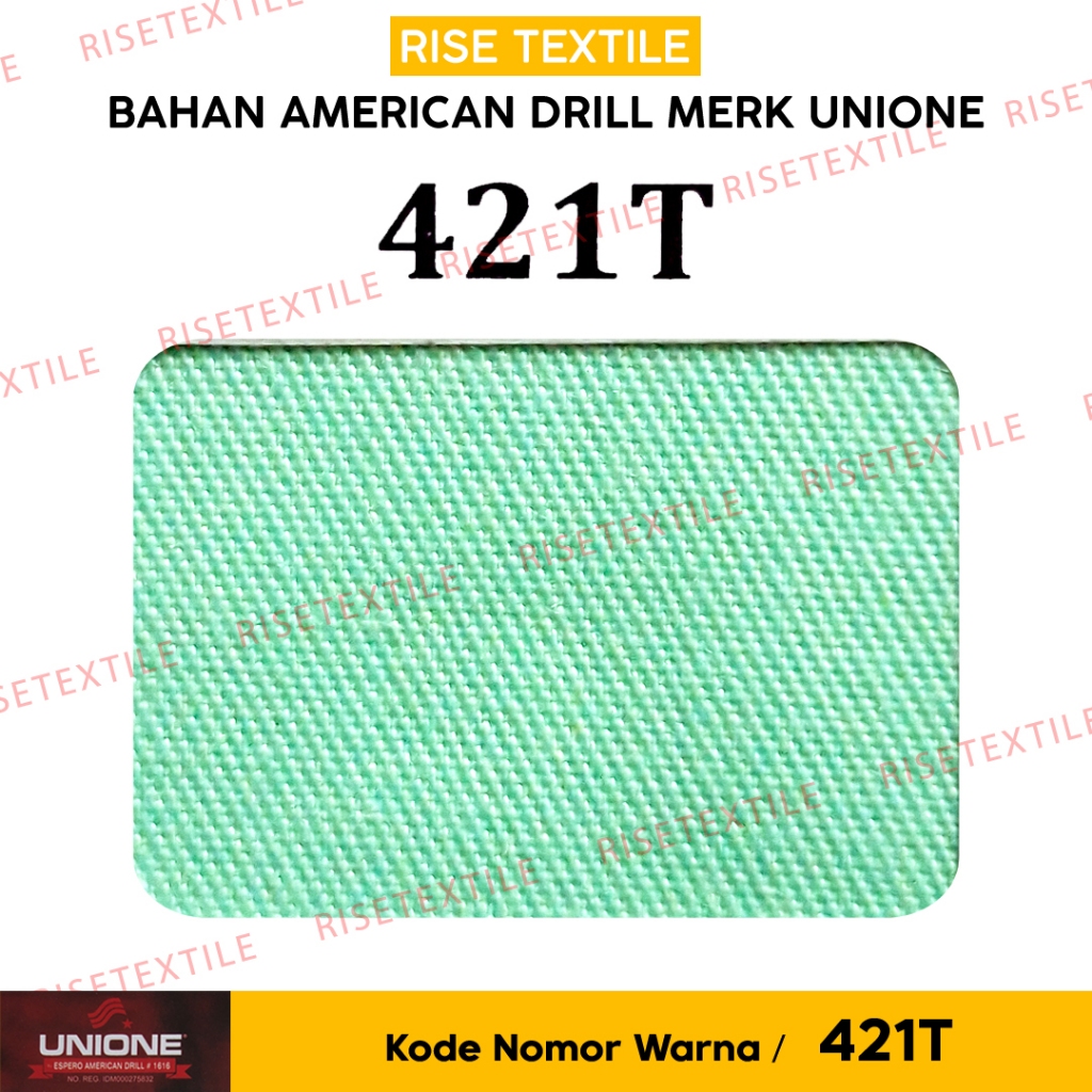 Bahan American Drill UNIONE Kain Rollan Bahan Seragam Kain Celana Kain Kemeja Warna Hijau Mint Nomor