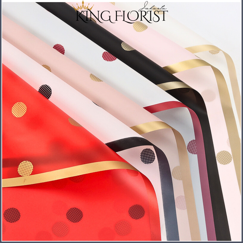 

Flower Wrapping Paper Cellophane Polkadot LINE Kertas Bouquet Ecer 6030