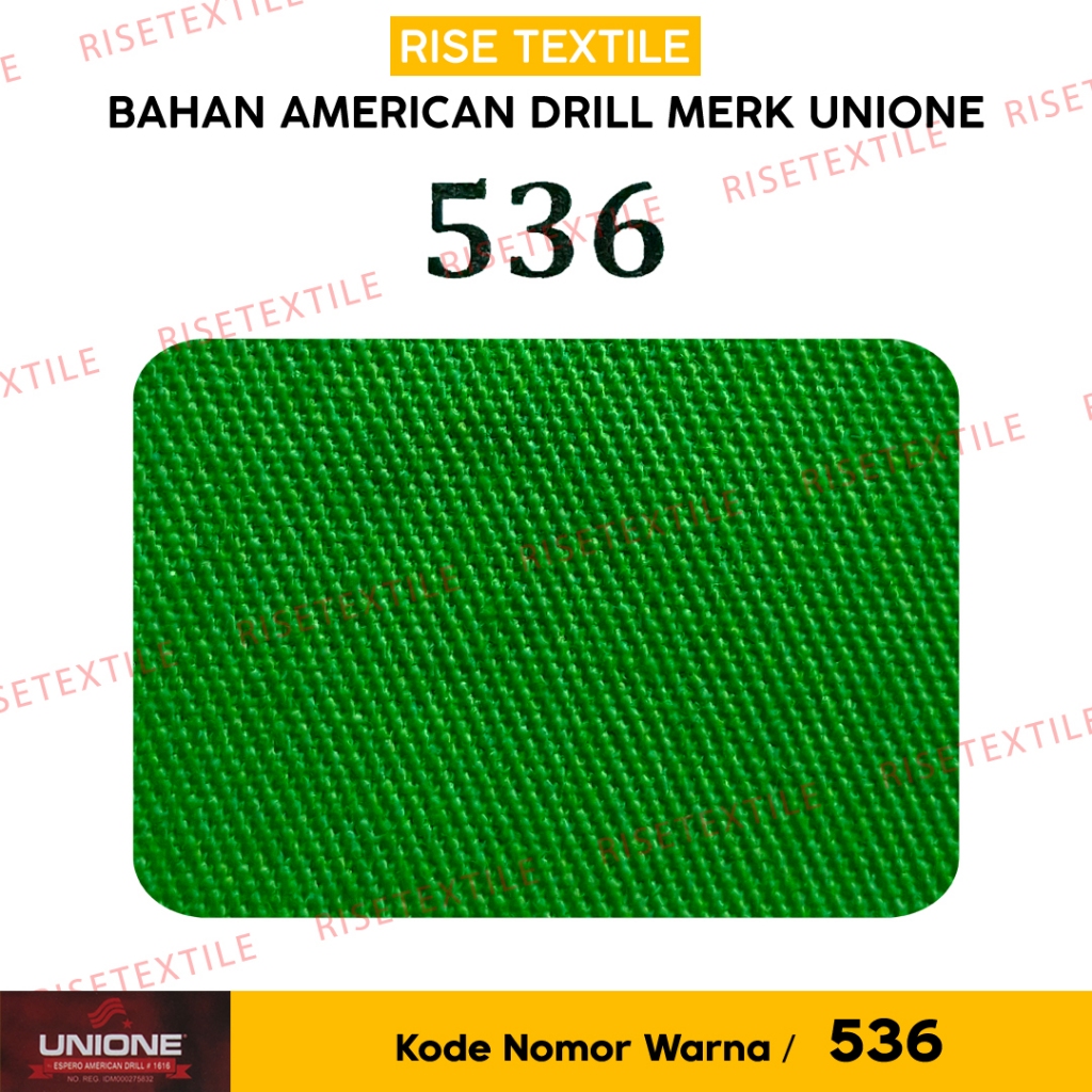 Bahan American Drill UNIONE Kain Rollan Bahan Seragam Kain Celana Kain Kemeja Warna Hijau Fuji Nomor