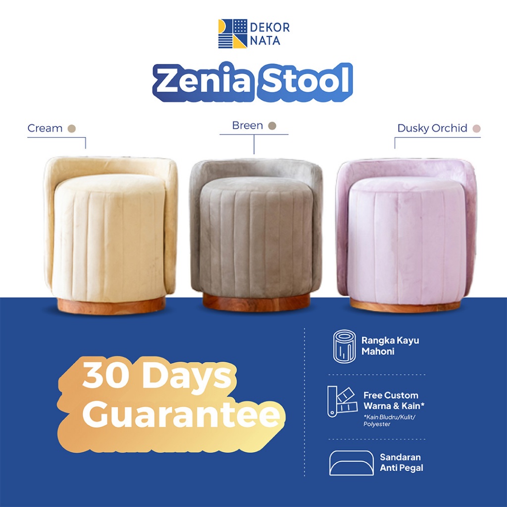 [GARANSI 30 HARI] Dekornata - Zenia Stool Minimalis / Bangku Sofa Ottoman / Kursi Meja Rias