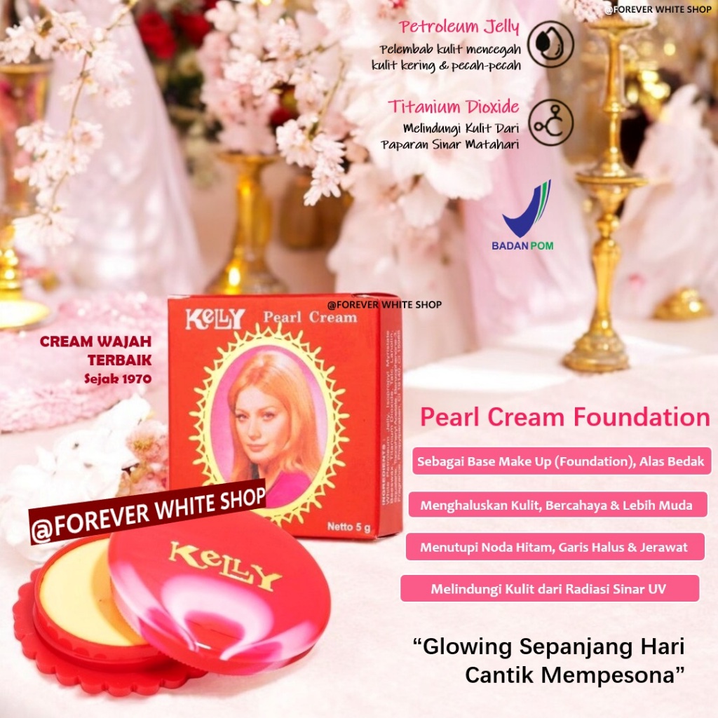 Kelly Pearl Cream Wajah Glowing BPOM Terlaris Murah Cream Pemutih Wajah Glowing 5 gr FW Shop / Cream