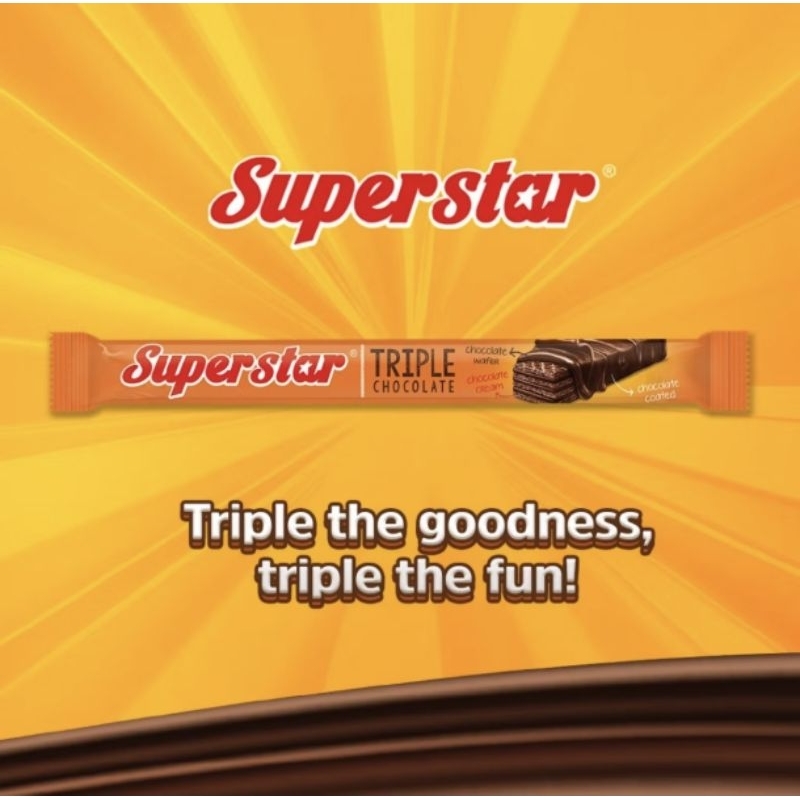 

Superstar Wafer Triple Chocolate FullChocolate Box 16gr Wafer Salut Cokelat Roma Wa...