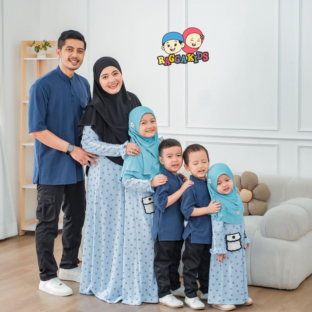 Raggakids eid series sarimbit keluarga biru - gamis anak - koko anak