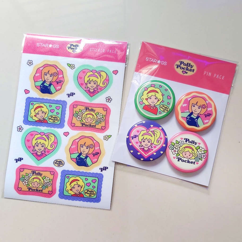 

Stiker / Sticker Set & Pin Polly Pocket Candy Colors - fanmade vintage polly pocket merchandise