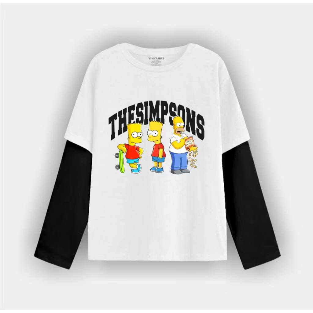 onthread clothing T-shirt Double layer thesimpsons long sleeve kaos pria