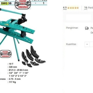 

Alat Pembengkok Pipa Hydraulic 1/2"-3" SWG 3 Pipe Bender Hidrolik SWG3