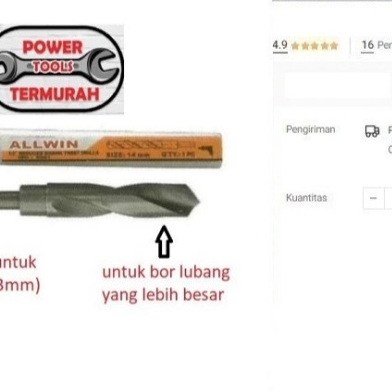 

Mata Bor HSS Besi 16 mm Reduced Shank Twist Drill Reducer Kones Taper