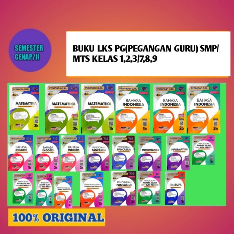 

Buku Lks PG (pegangan guru) SMP/mts Kelas 1,2,3/7,8 ,9 Genap Kurikulum merdeka ( KUMER ) semester ganji/1 genap/2