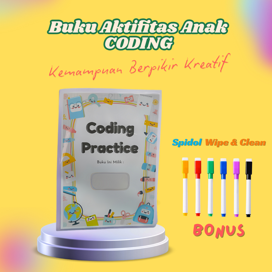 

Buku Aktifitas Coding Untuk TK/PAUD Buku Aktifitas Anak (Serial Coding) Worksheet Anak Bisa Dihapus