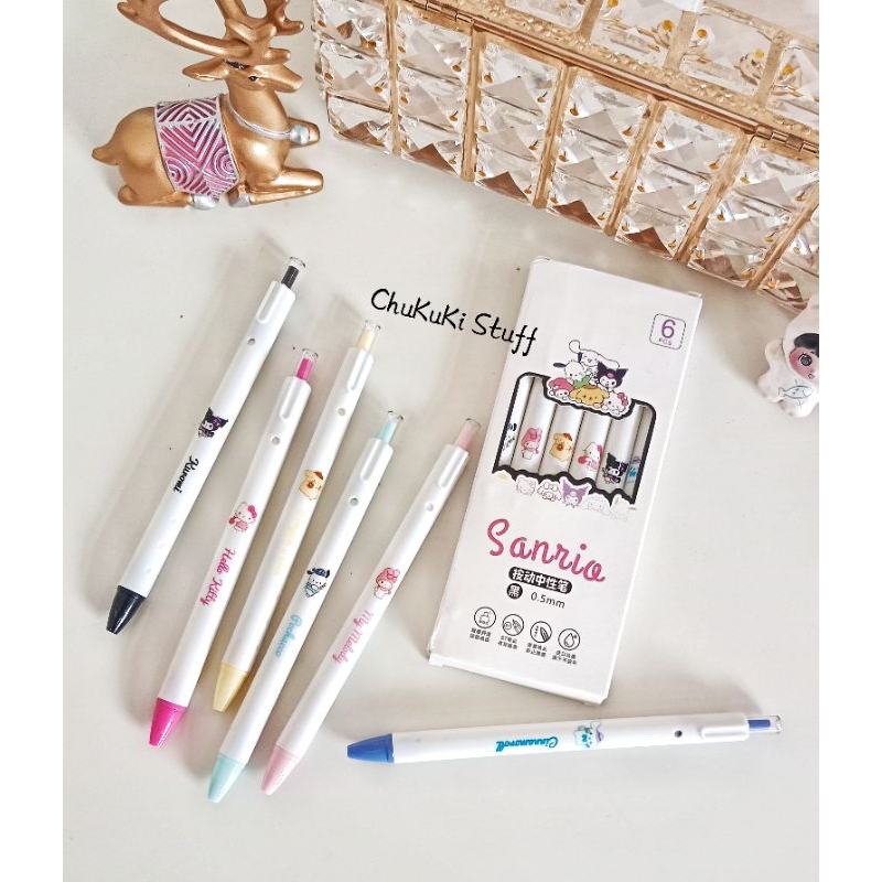 

1 pack ( 6 pcs) pulpen pena gel Sanrio kuromi cinnamoroll melodyy