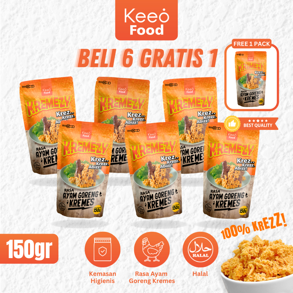 

6 GRATIS 1 KREMEZY Kremesan Sari Ayam Goreng Rasa Ayam Goreng Kremes Keeo Food