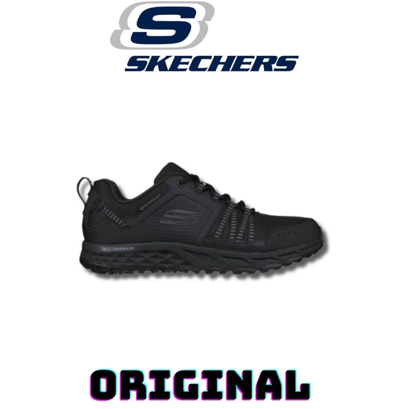 Sepatu Skechers Escape Plan Water Repellent Traiking Black Men's ( 51591/BBK ) Original