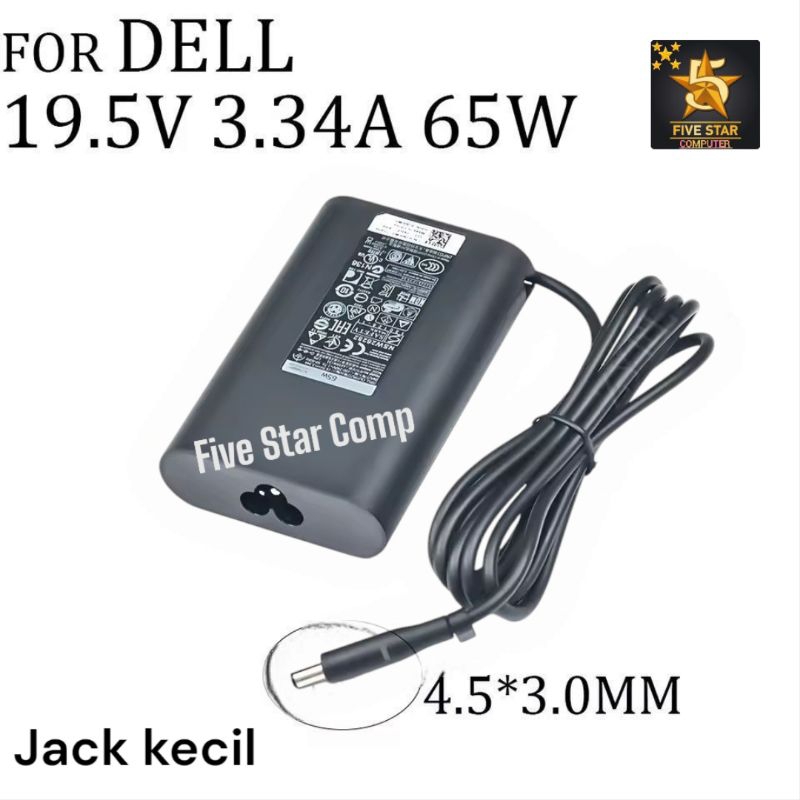 Adaptor Charger Laptop Dell Inspiron 14 5402 5405 5406 5408 5409 5480 5490 19.5V 3.34A 65W Slim Oval