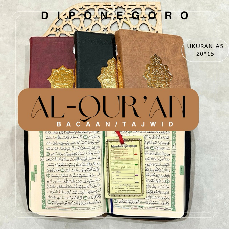 al-quran bacaan al qur’an diponegoro A5 tanggung cover kulit resleting