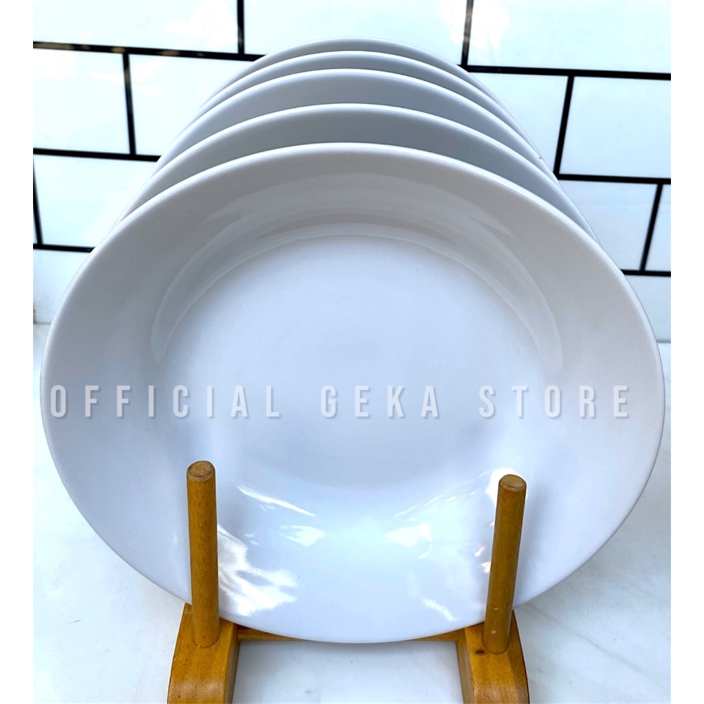 6 PCS PIRING MAKAN KERAMIK POLOS 9 INCHI PIRING MAKAN KERAMIK CEKUNG PUTIH POLOS TERLARIS