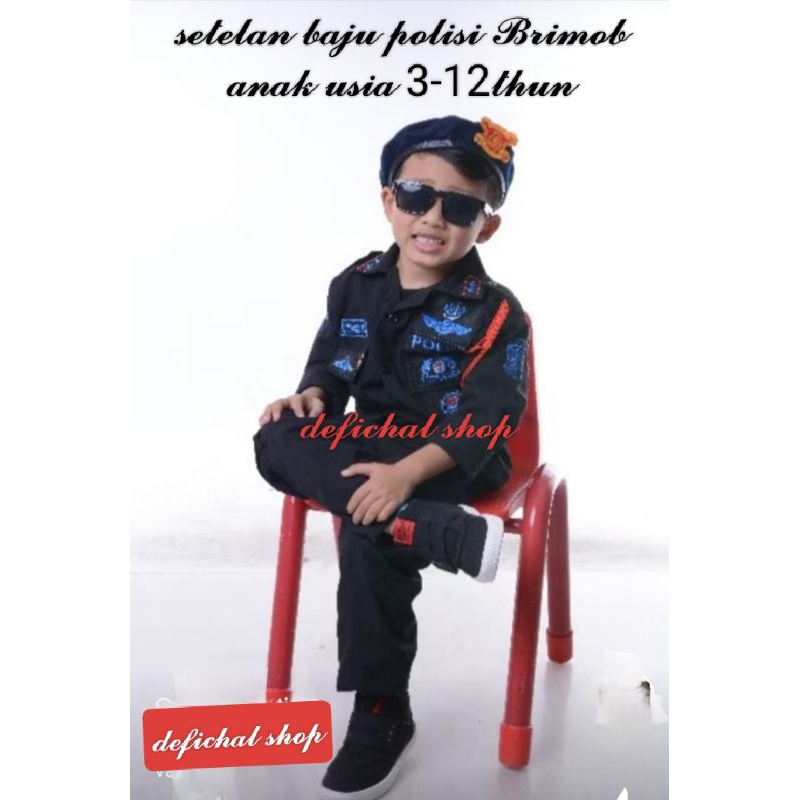 "big sale" setelan baju polisi BRIMOB anak (pocil brimob)