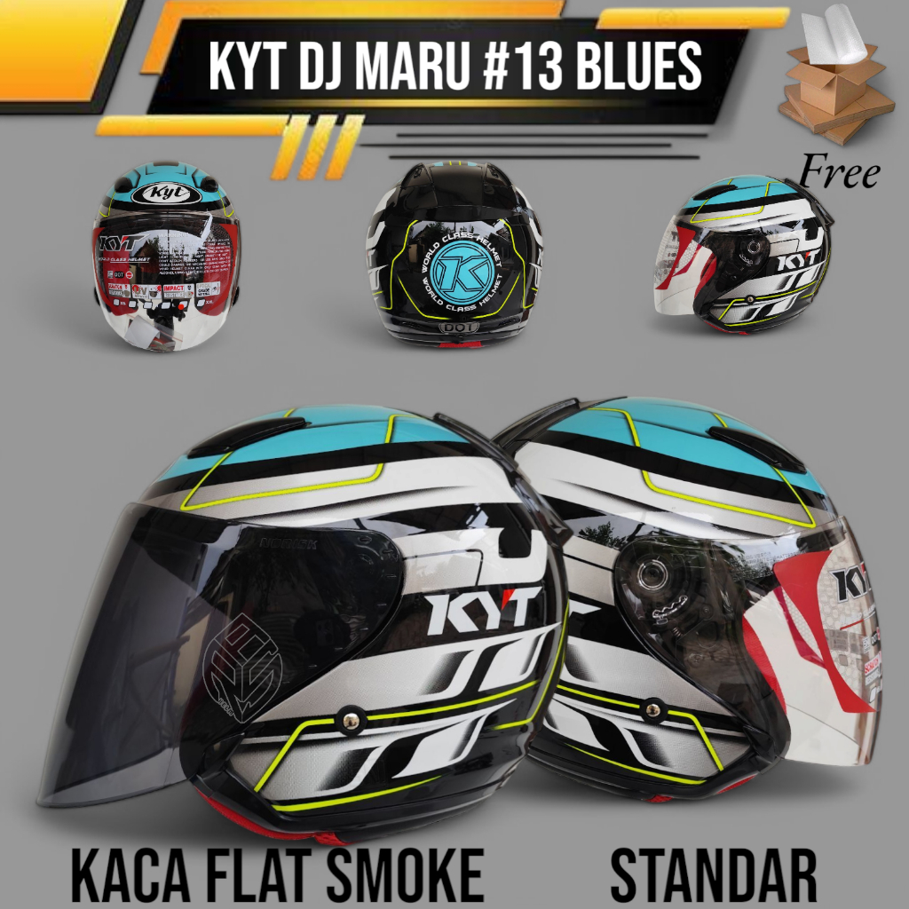 HELM HALF FACE KYT DJ MARU MOTIF#13 BLACK BLUES|KYT HALF FACE