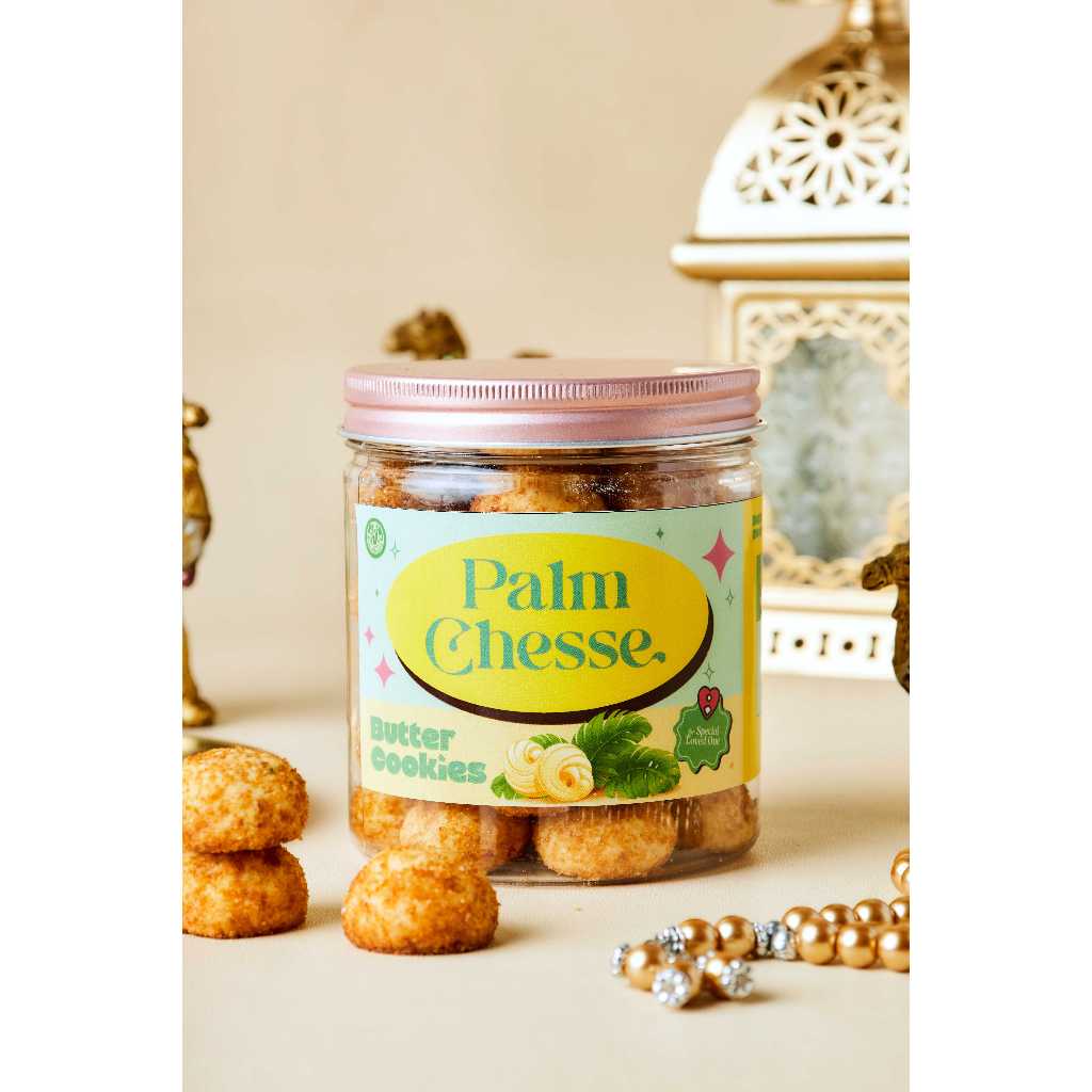 

Palm Cheese butter cookies dengan keju melimpah dan taburan gula palm