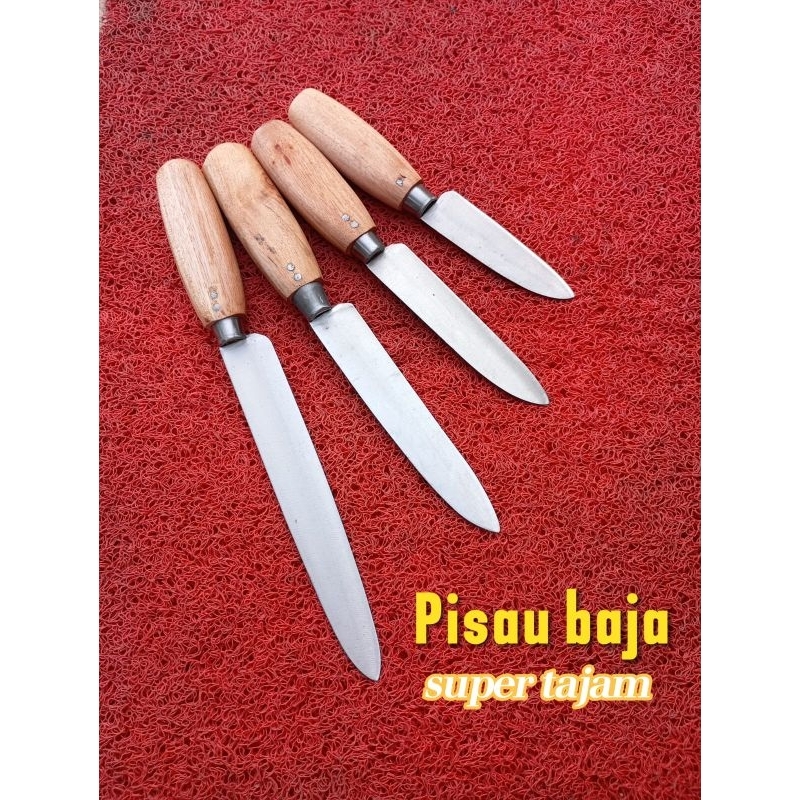 Pisau baja Tradisional gagang kayu keling paku Tajam dan kuat