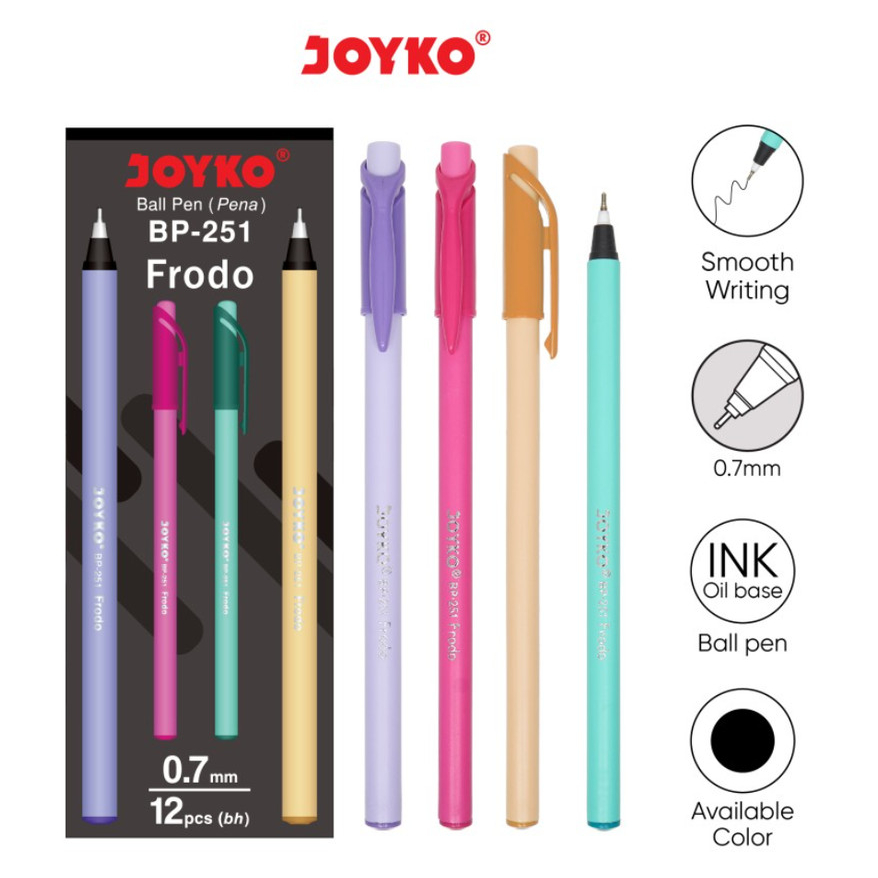 

( DAPAT 12 PCS / 1 PAK ) BOLPEN JOYKO FRODO BP-251 / Pulpen Bolpoin Joyko Frodo BP-251 0.7mm