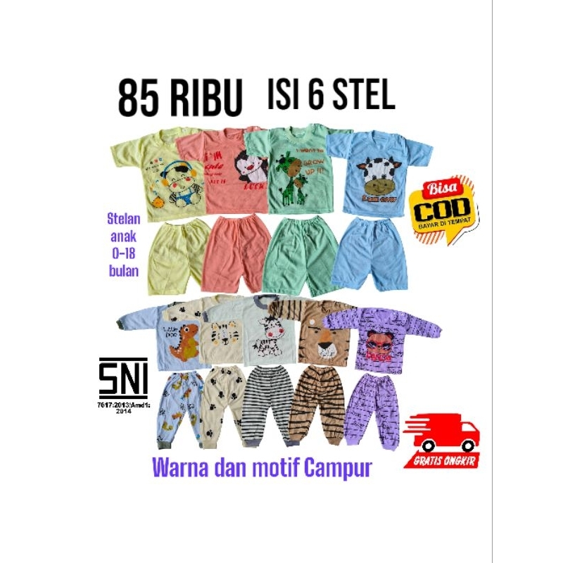 85RB DAPAT 6 SETEL PAKET SETELAN 3-18 BULAN PAKET USAHA SETELAN BAJU CELANA BAYI PANJANG DAN PENDEK 