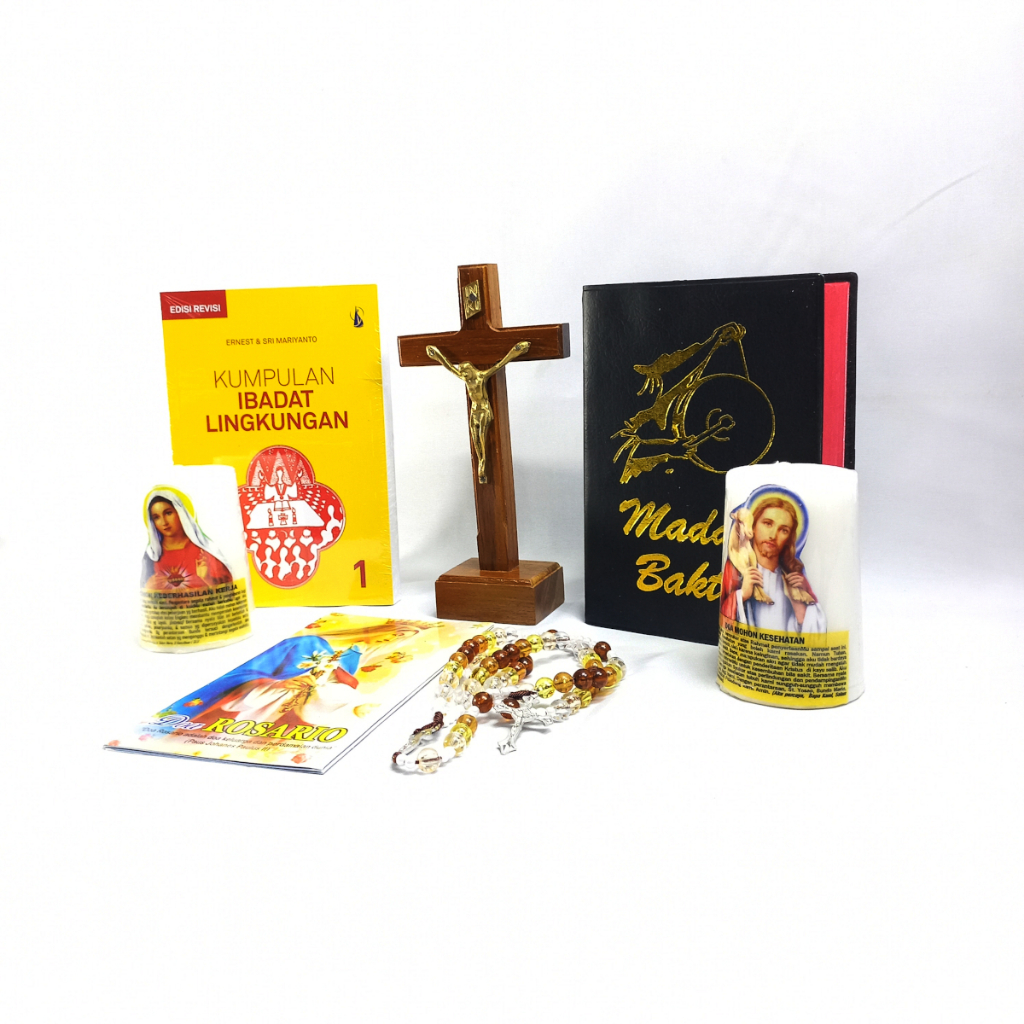 (ps 51) Paket Doa Katolik/Perlengkapan Ibadat Katolik/Lilin/Salib/Madah Bakti/Buku Ibadat Lingkungan