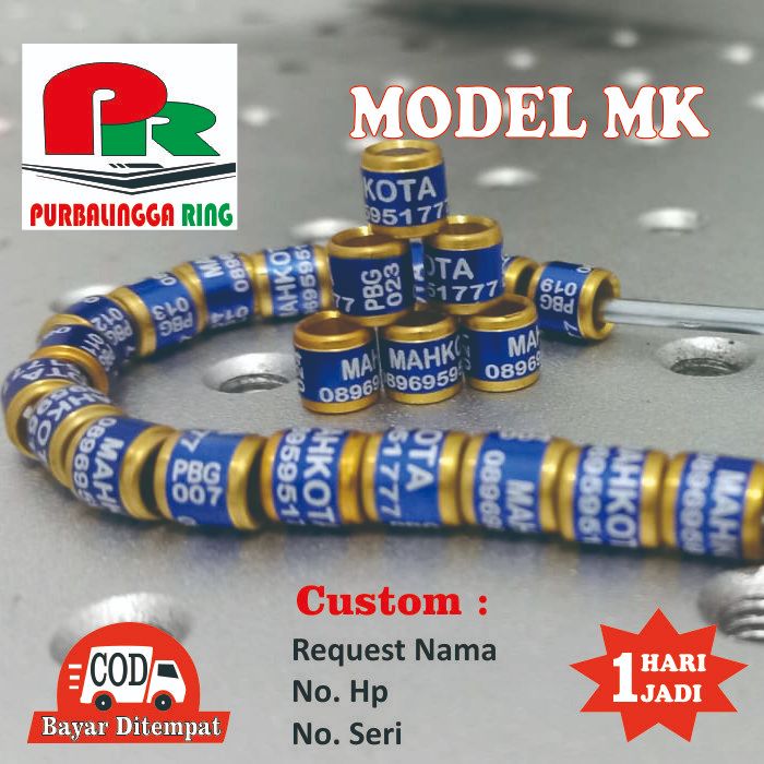 10 biji Ring burung model MK Laser Riquest Nama Ukuran 4.2mm Ukuran Murai BATU,Kacer,Poci,CENDET
