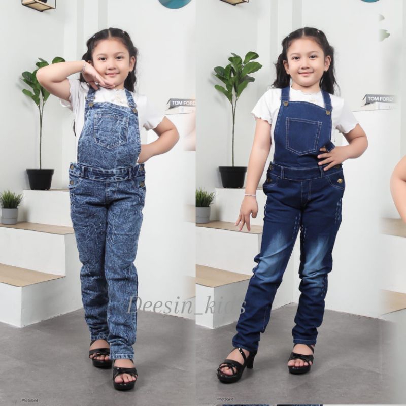 Overall Jeans anak perempuan || Overall Celana Panjang ripped || Overall Jeans Anak Usia 2-10 tahun