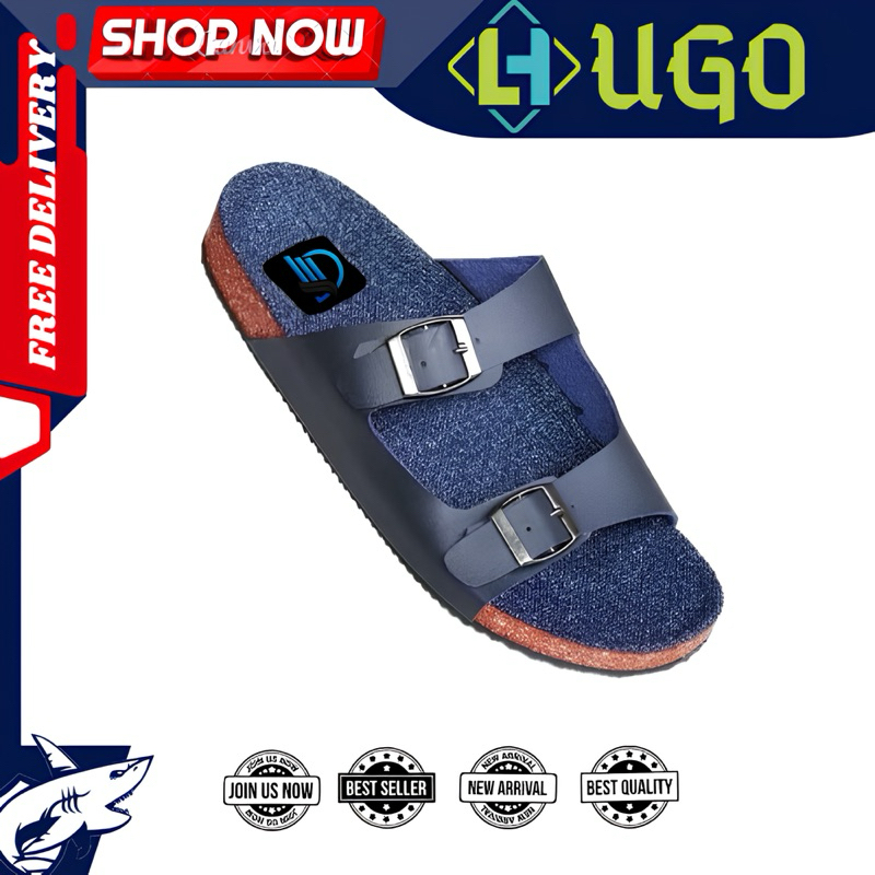 HUGO Sandal Slide Pria - Slipers Slop Eligasi Kulit - Dyren Series