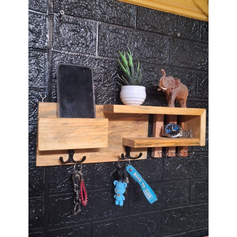 Rak dinding kayu jati belanda | rak kunci kayu