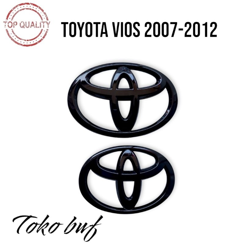 Emblem Logo Toyota Vios gen2 2007-2012 Hitam Black Glossy Doff Depan Belakang