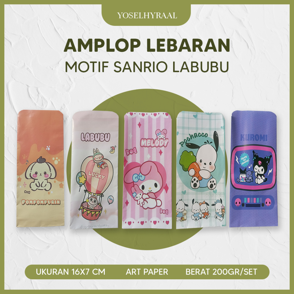 

Amplop Lebaran 2025 Besar Desain Mix ! 1 Pack (10 Pcs) Motif Sanrio Muslim Kartun Amplop Idul Fitri Premium Lucu Unik Ecer & Grosir