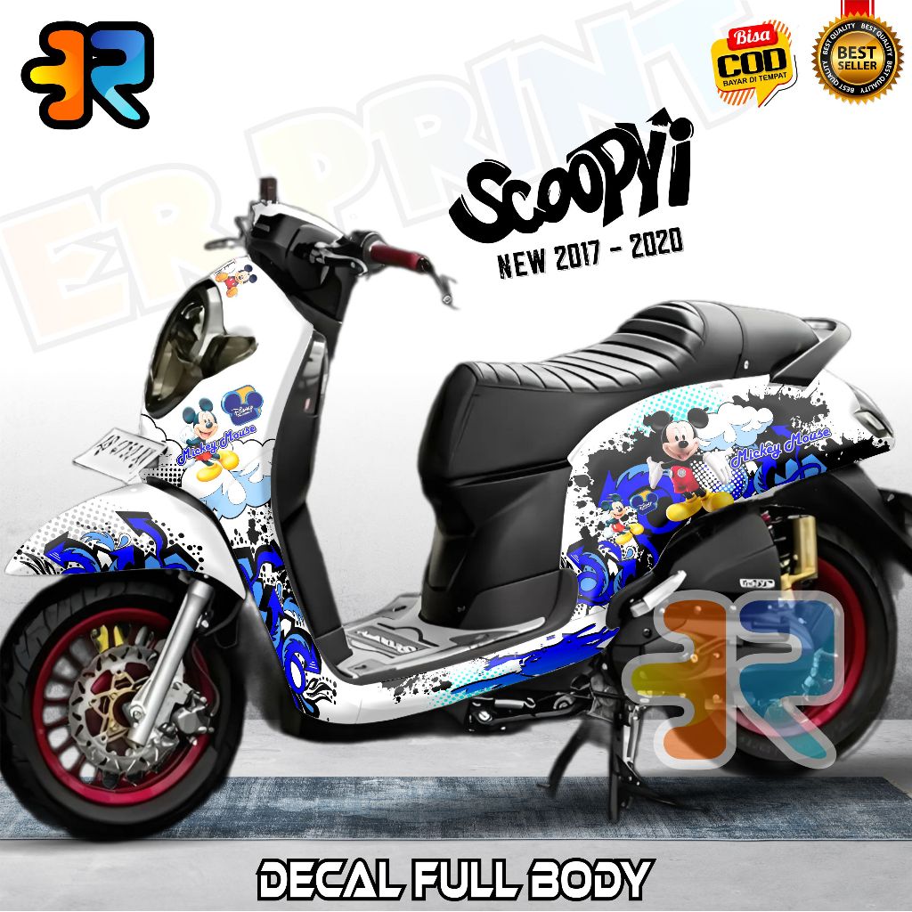 Decal Scoopy 2017 2020 Stiker Full Body Variasi Desain Mickey Mouse
