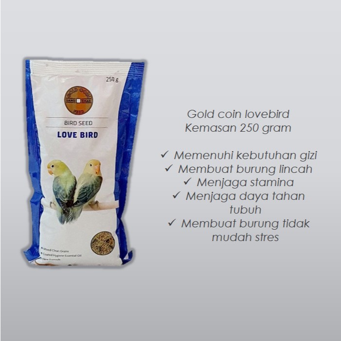 GC LOVEBIRD, GOLD COIN LOVEBIRD, GOLD KOIN LOVEBIRD, PAKAN LOVEBIRD