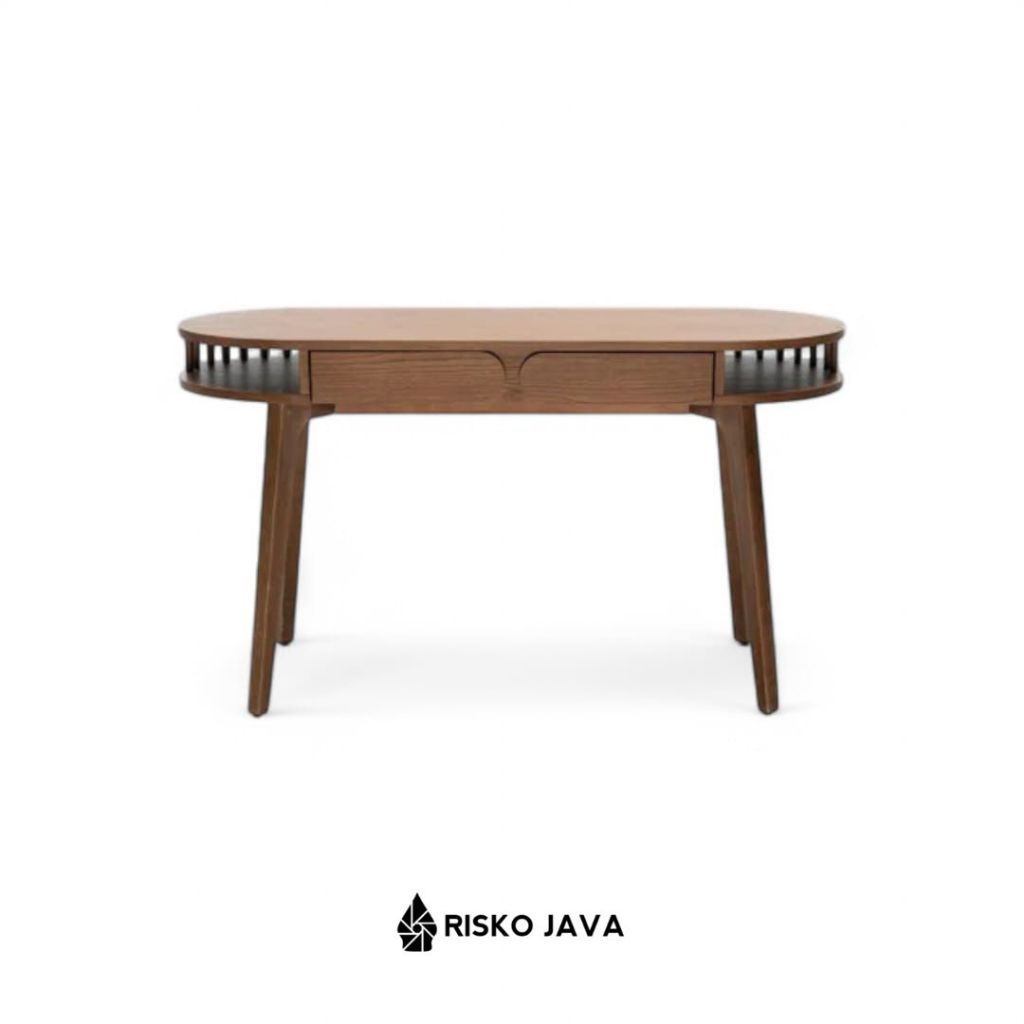 Meja Belajar Sudut Lengkung / Meja Laci Kayu Jati / Meja Kerja Minimalis | EIJMA