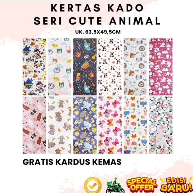 

Kertas Kado Wrapping Paper Sansan Wawa Seri Cute Animal